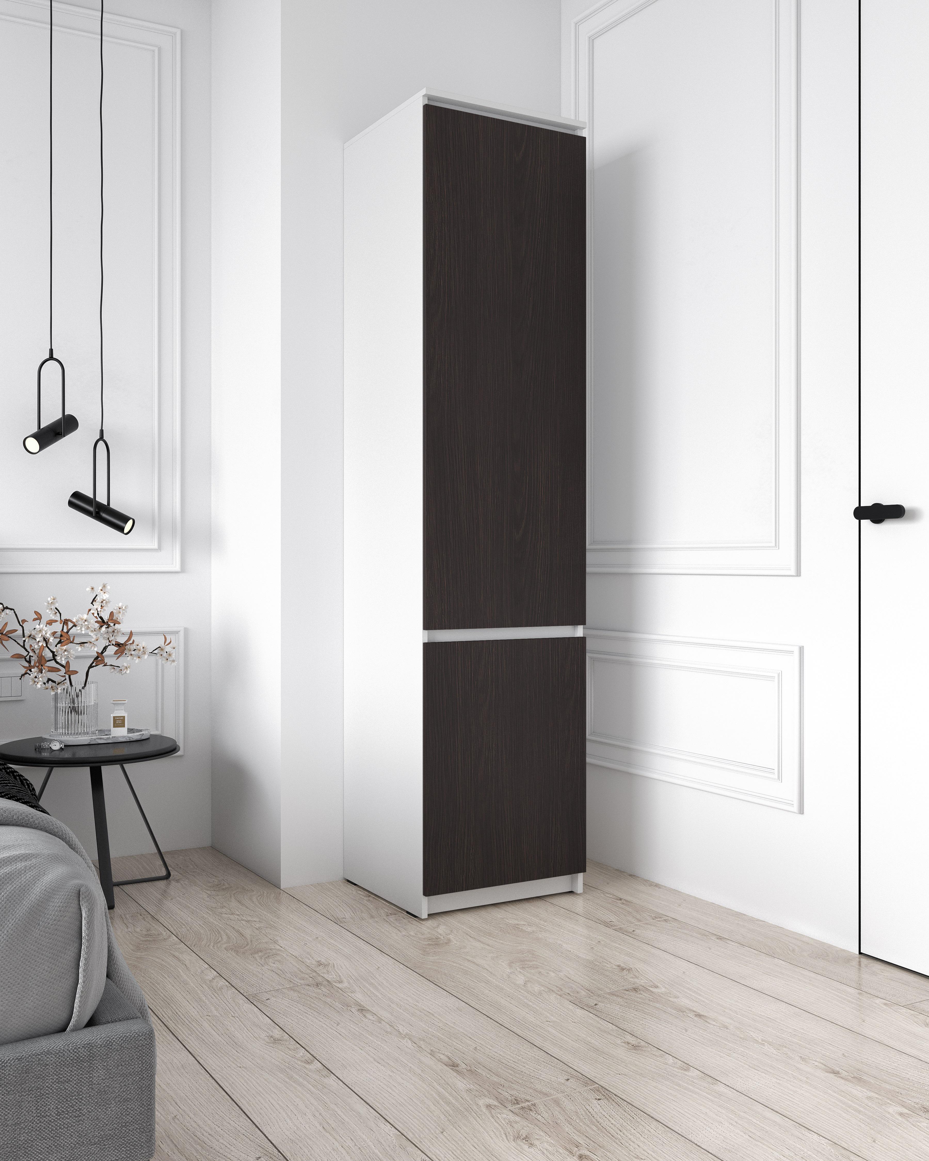 Пенал з полицями та штангою для одягу Moreli T-218 500x2117x498 мм Білий/Венге магія