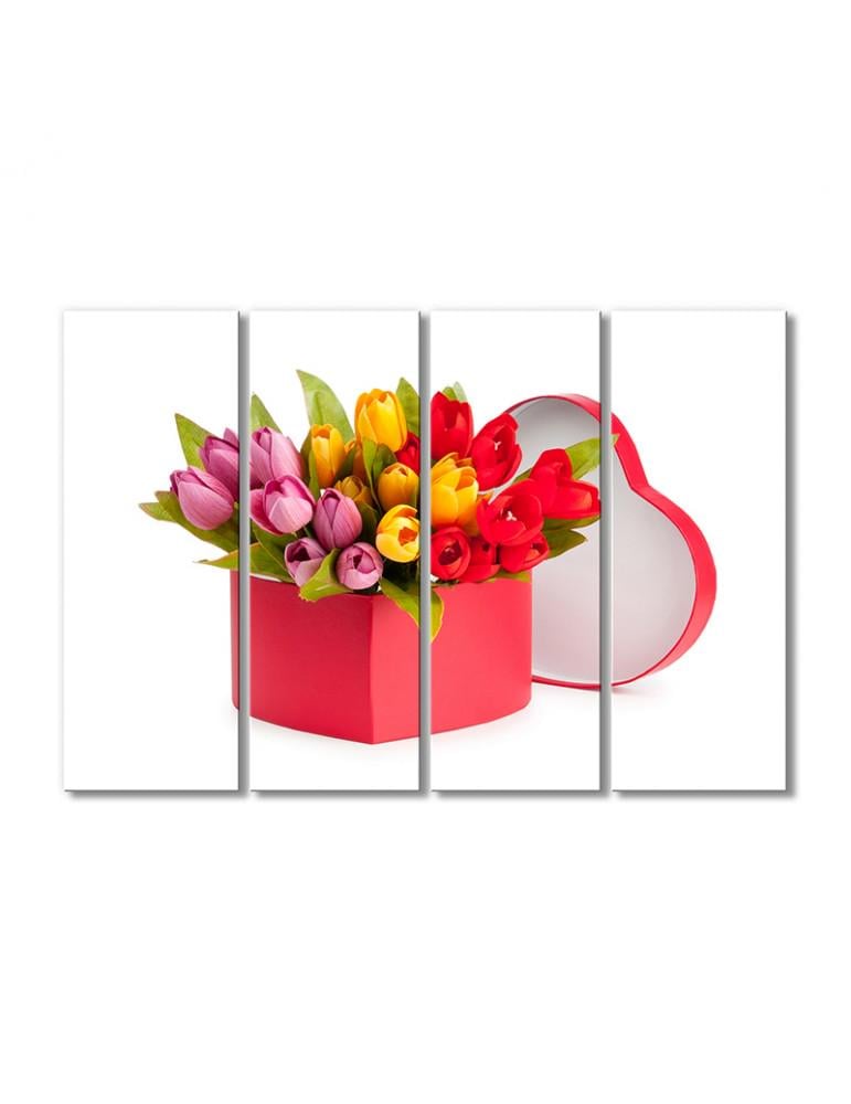Картина модульная Праздничный букет тюльпанов для влюбленных 4 модуля 120x180 см (225433cvety_i_rasteniya) Картина модульная Праздничный букет тюльпанов для влюбленных 4 модуля 120x180 см (225433cvety_i_rasteniya)