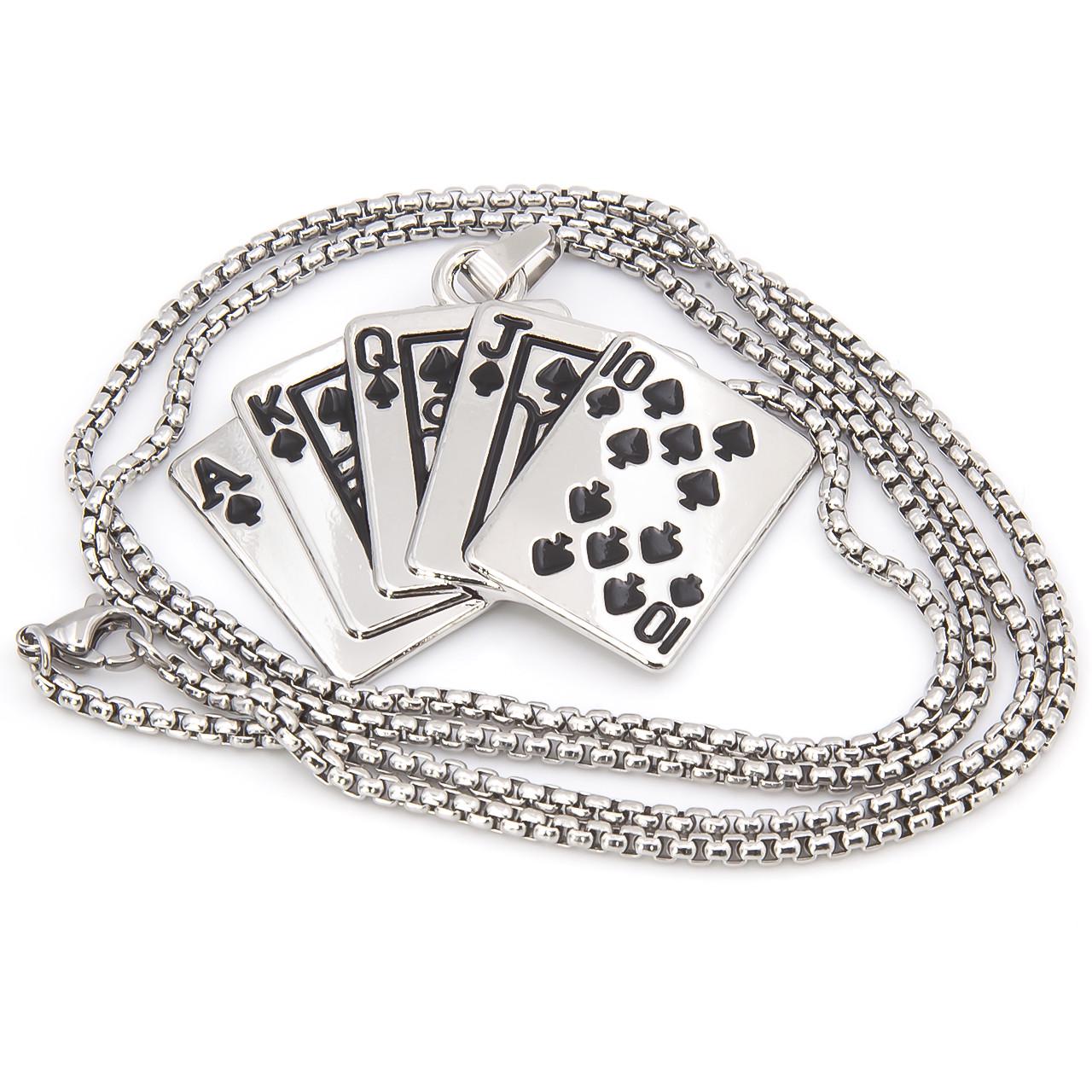 Цепочка с кулоном Poker колье 50х38 мм 70 см 1 шт. Платиновый (ПД5038ц03)