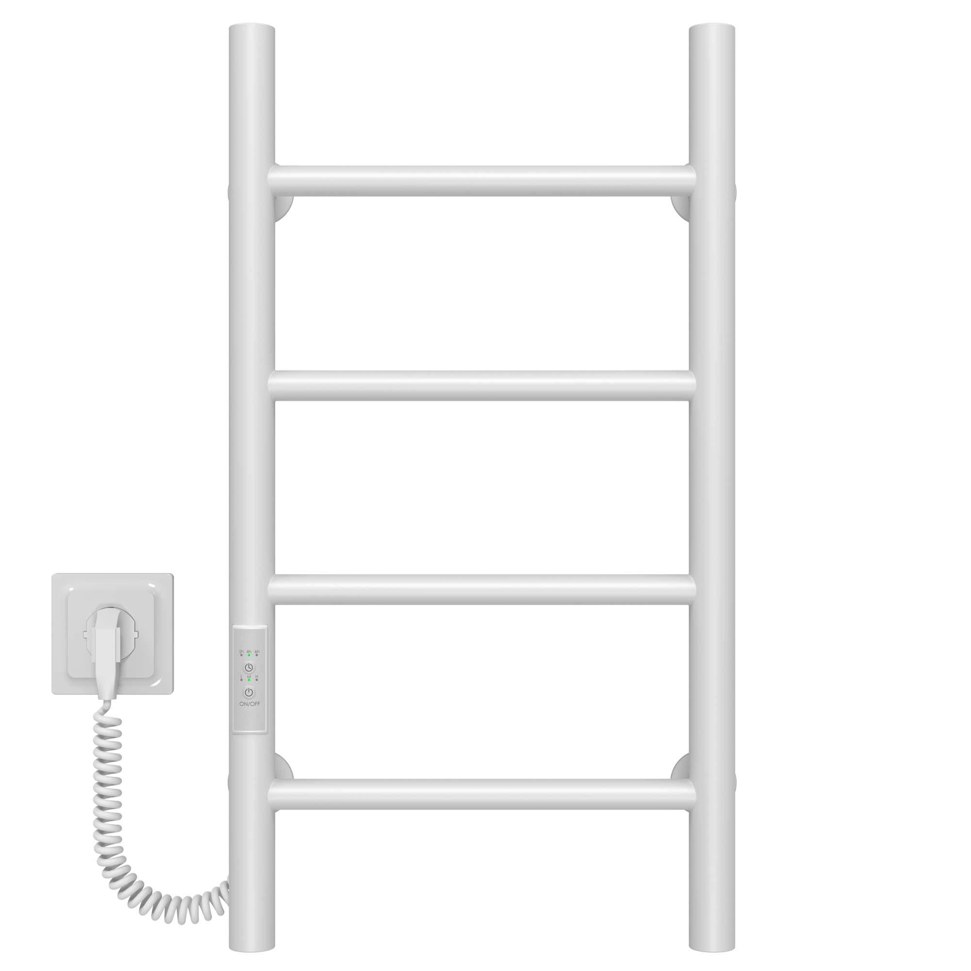 Полотенцесушитель электрический Deffi Орион П4 WD03 левое подключение нержавеющая сталь 300х600 мм Белый (C.OR.60.30.4.E.W.L.3)