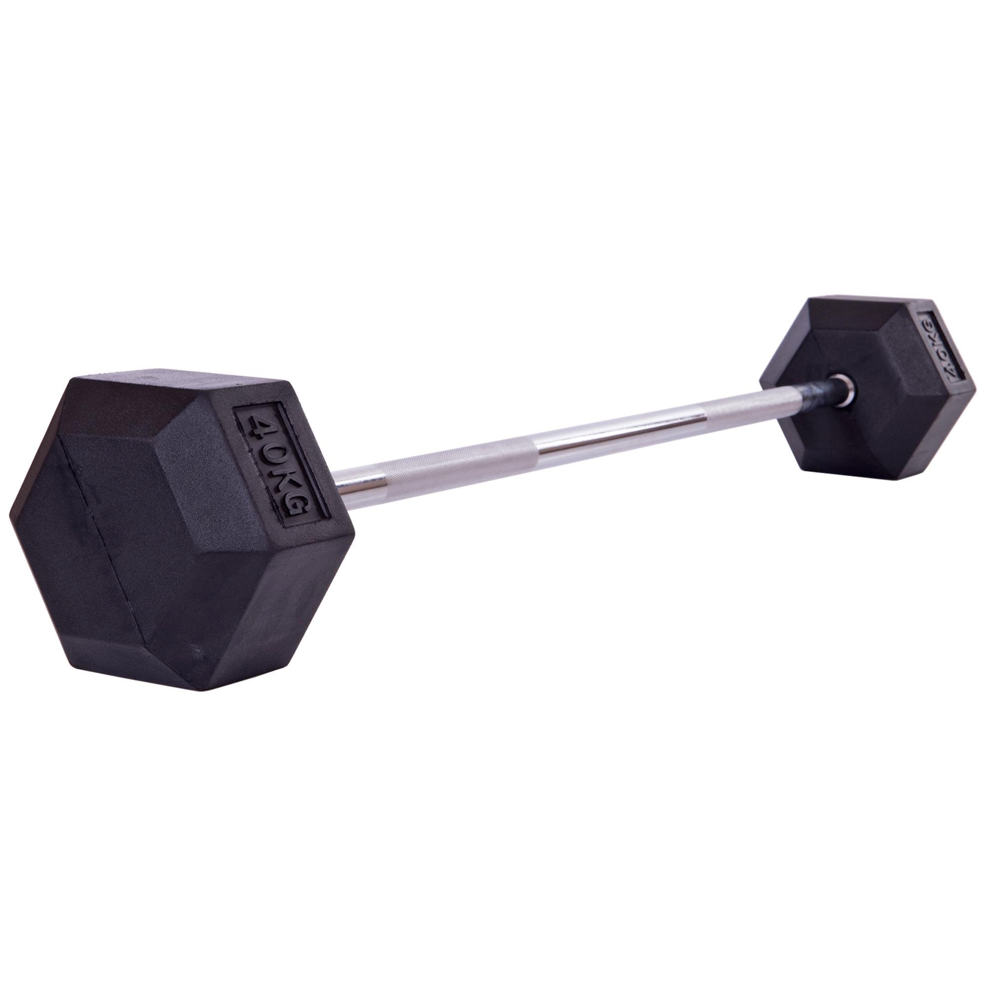 Штанга Zelart Record Rubber Hexagon Barbell фиксированная прямая обрезиненная TA-6230-40 длина 95 см 40 кг (DR002599)