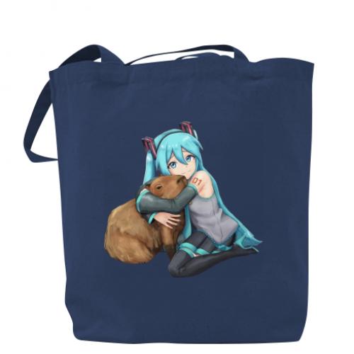 Шопер Хацуне Міку з капібарою Темно-синій (14330893-8-186728) - фото 1