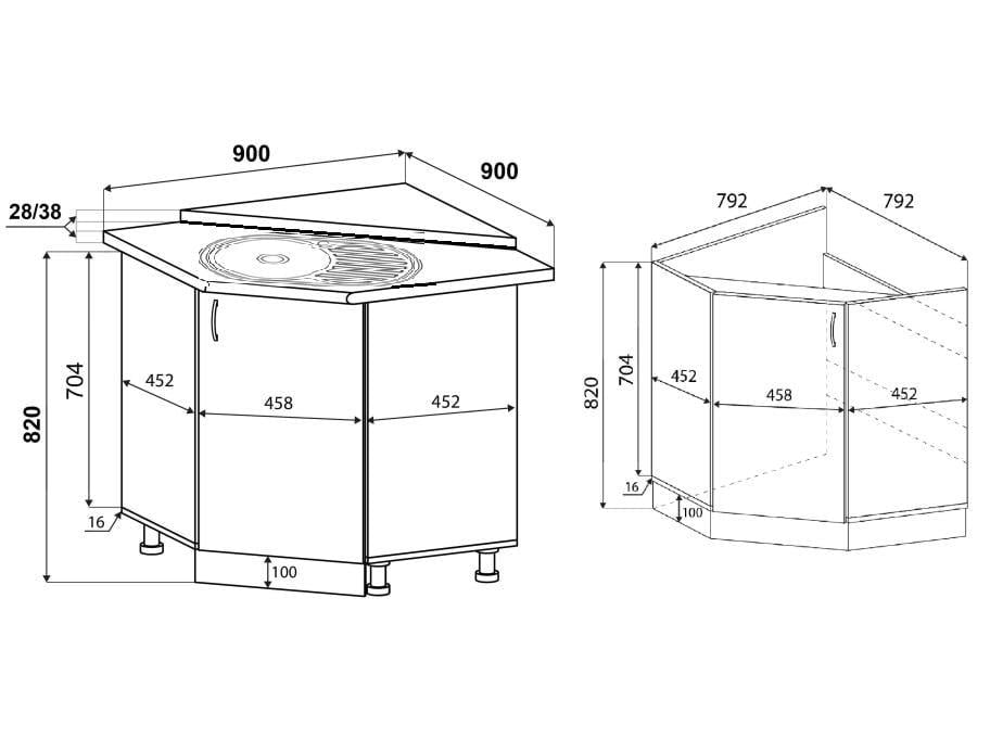 Тумба кутова кухонна №1 МАКСІ-МЕблі овальна сатин зі стільницею 1-ї категорії Дуб сонома/Білий гладкий (5103460) - фото 8 Тумба кутова кухонна №1 МАКСІ-МЕблі овальна сатин зі стільницею 1-ї категорії Дуб сонома/Білий гладкий (5103460) - фото 8
