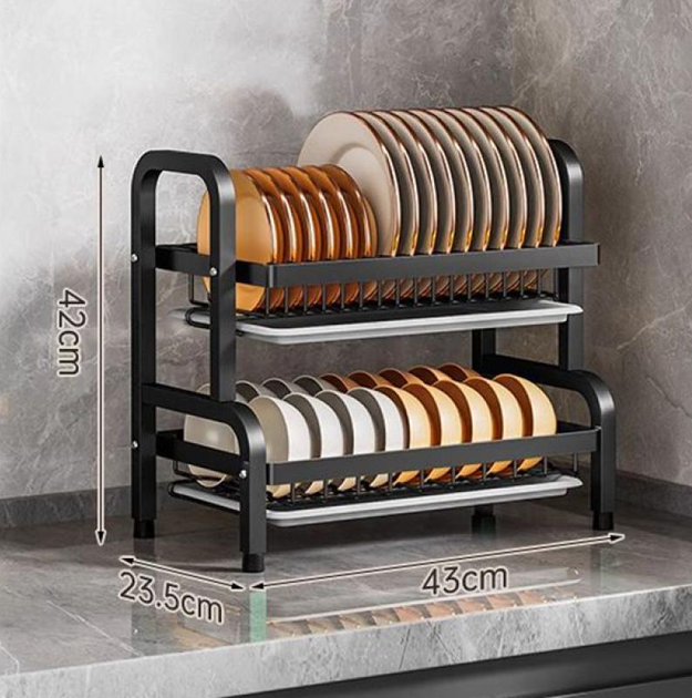Органайзер для сушіння та зберігання посуду Bawl Rack R2F металевий на 2 яруси 43 см Чорний - фото 8 Органайзер для сушіння та зберігання посуду Bawl Rack R2F металевий на 2 яруси 43 см Чорний - фото 8