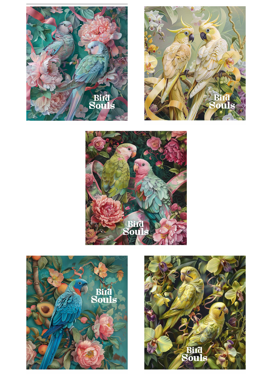 Зошити загальні Школярик Bird Souls у клітинку 96 арк. 5 шт. (3457 4820006471385)