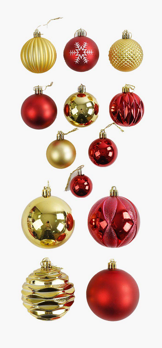 Набор новогодних украшений 34 шарика на елку разной текстуры Золотой/Красный (160785) - фото 1 Набор новогодних украшений 34 шарика на елку разной текстуры Золотой/Красный (160785) - фото 1