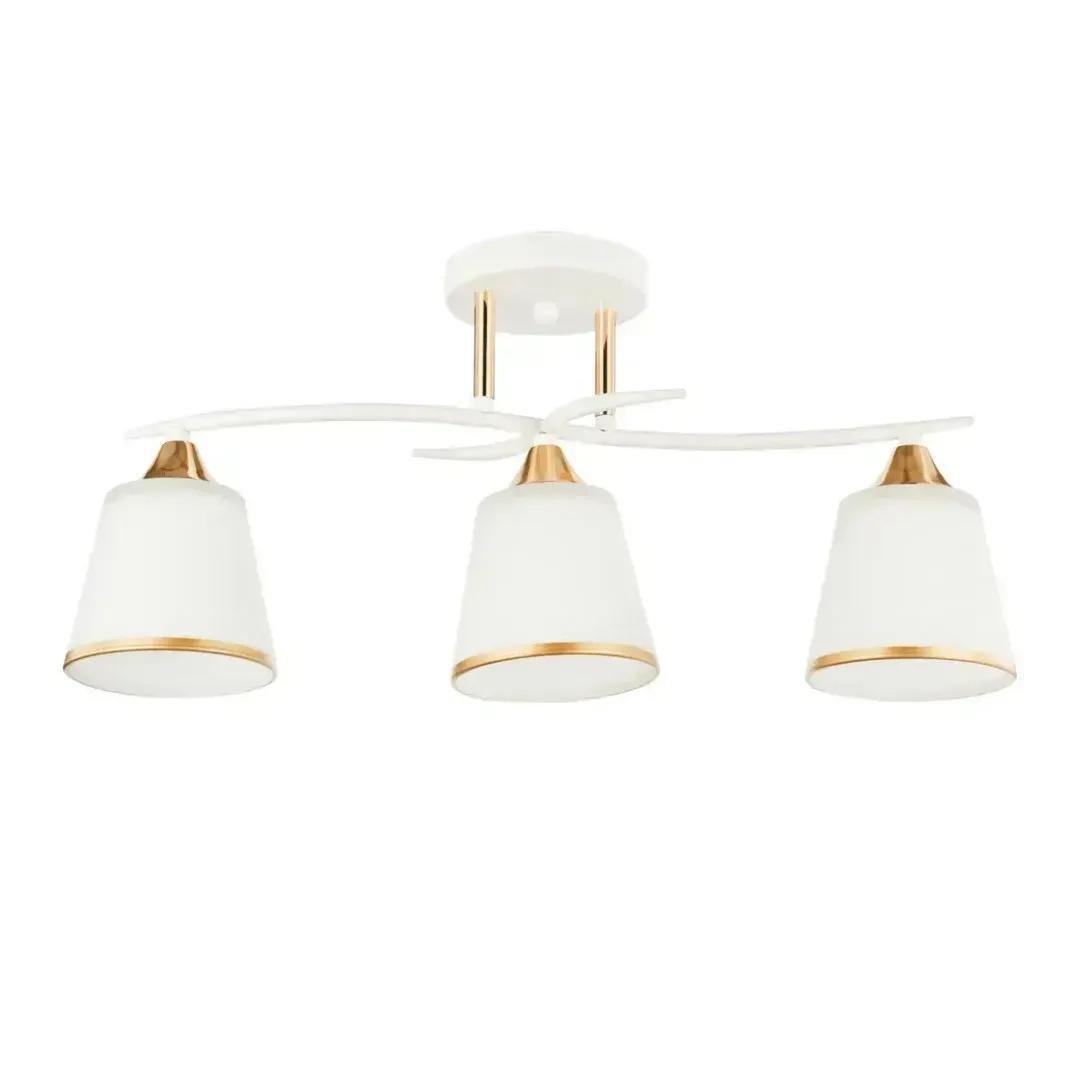 Люстра потолочная Valeso Interees на три плафона с Золотой окантовкой Е27 IP20 Белый (V-6100/3 WH+FG)