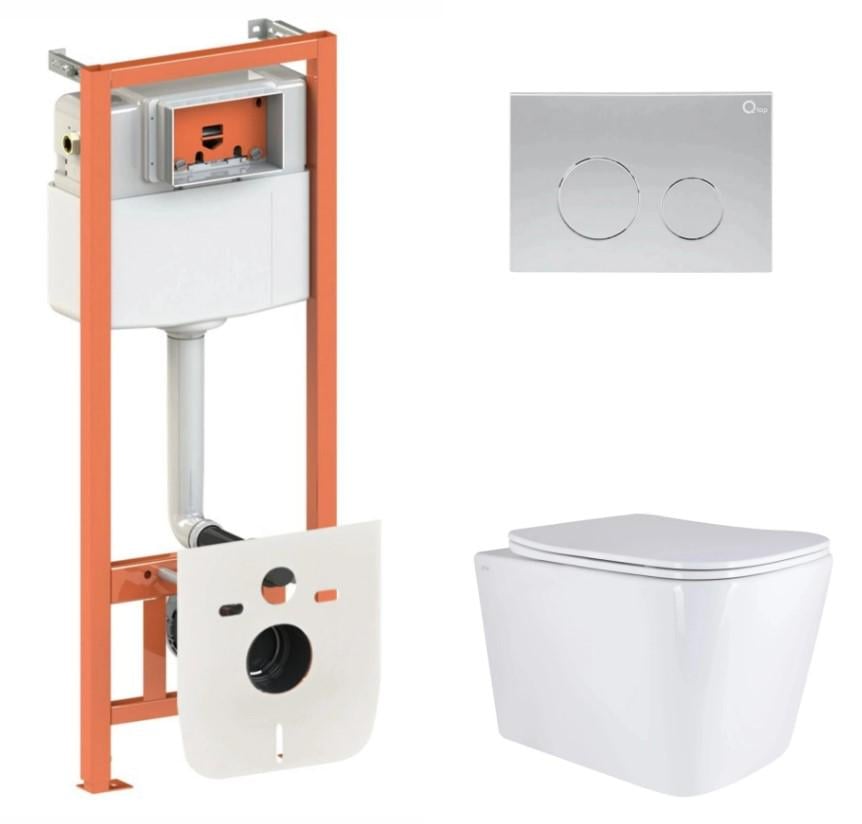Комплект для ванной комнаты Qtap Nest 4в1 подвесной унитаз Tern Ultra Quiet 525x345x360 мм и установка QT17332303AW47509 (66375)