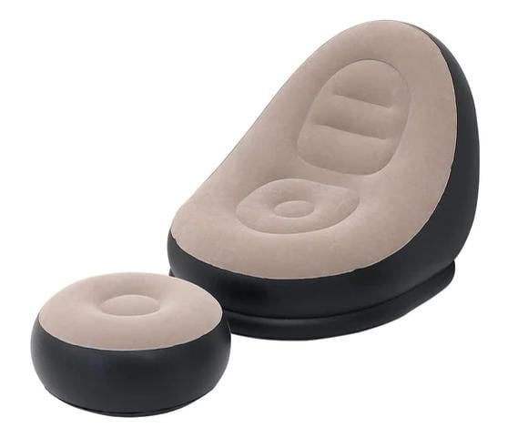 Надувне крісло з пуфом Air Sofa з велюровим покриттям (703129)
