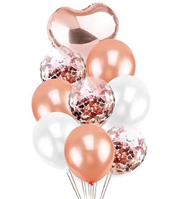 Воздушные шары 9 шт. Pink/Gold/White Воздушные шары 9 шт. Pink/Gold/White