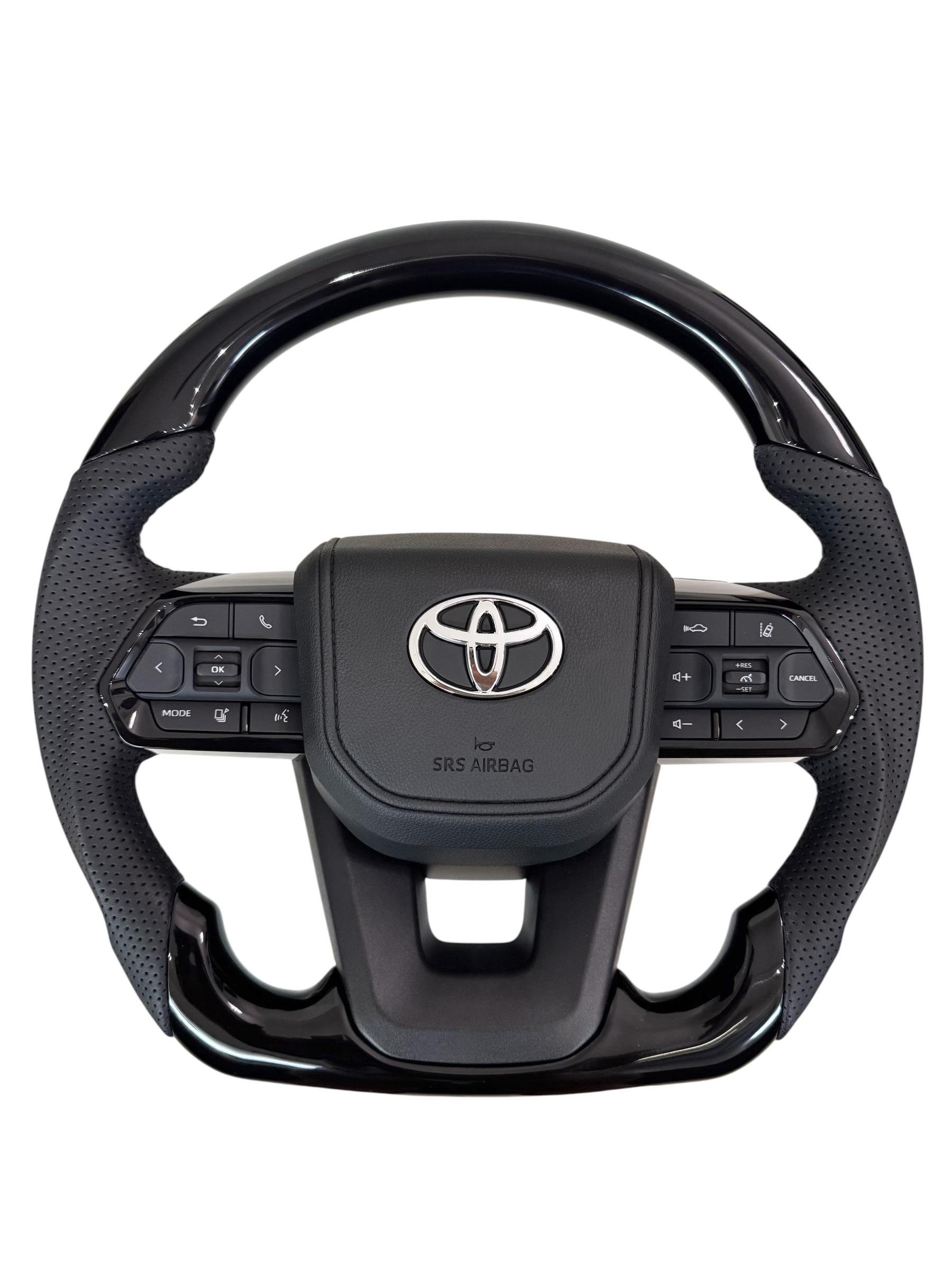 Кермо для Toyota Land Cruiser 200 Prado 150 з підігрівом рояльний лак зі скошеним низом логотип хром (28809115)