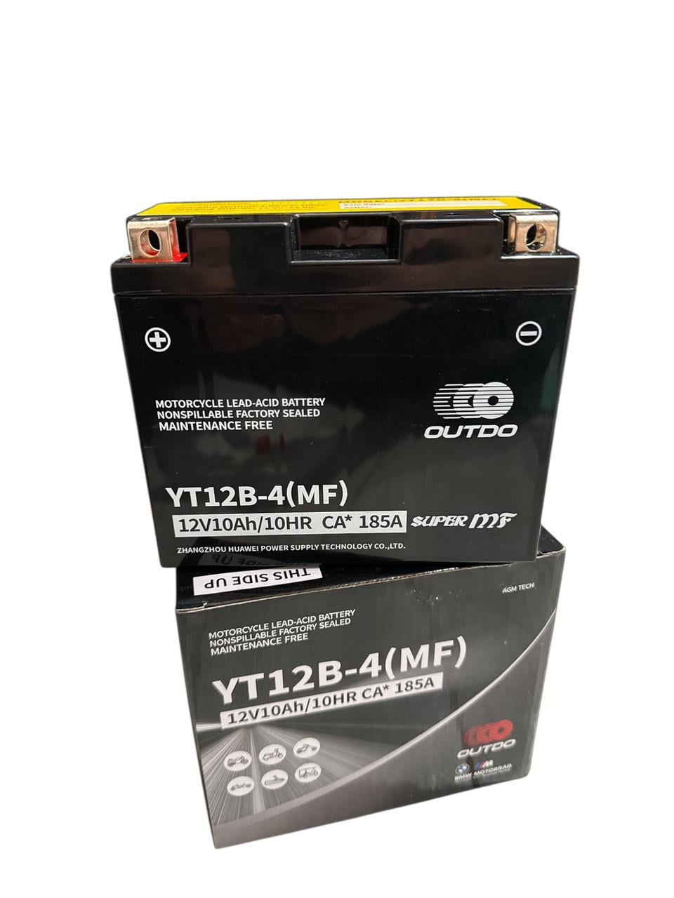 Акумулятор Outdo AGM YT12B-4 MF для мотоцикла/скутера/квадроцикла 150х70х130 мм 12V 10 Ah (к100014)