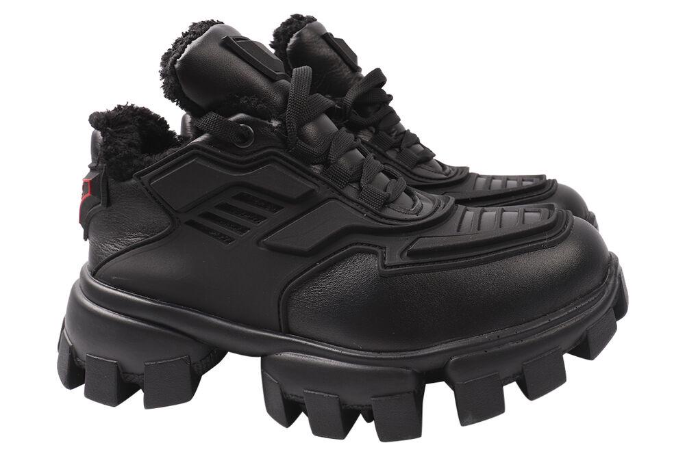 Кроссовки женские Maxus из кожи на платформе р. 40 Черный (66-21ZK)