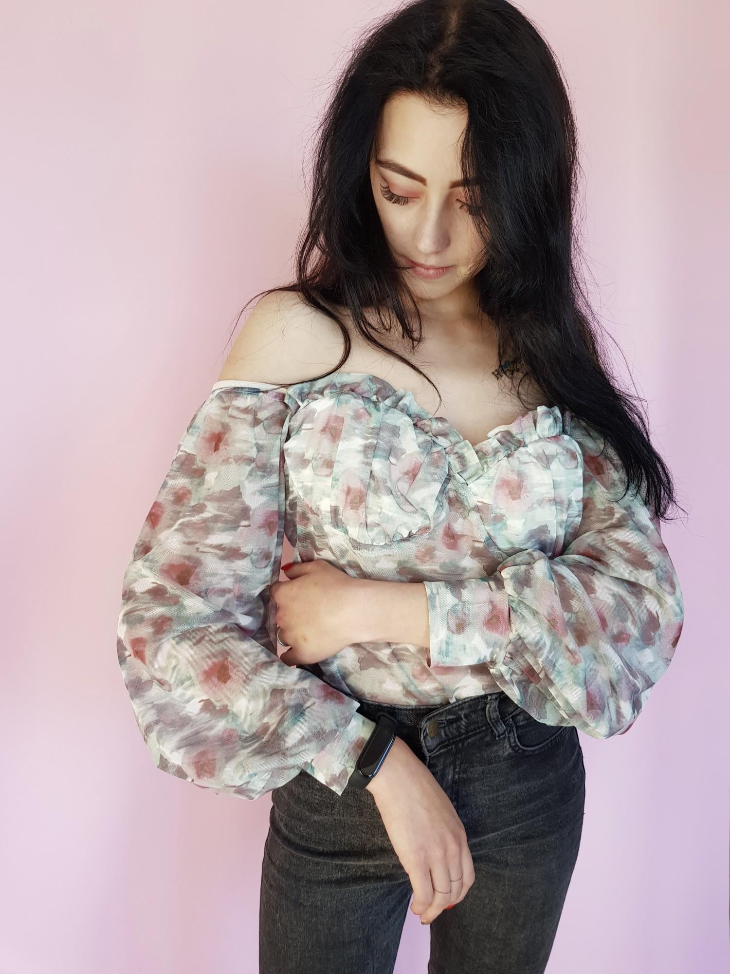 Боди-блуза NaaNaa L Серый/Зеленый (10383)