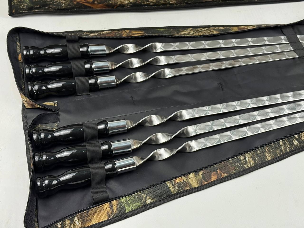 Набір шампурів для люля-кебаба із нержавіючої сталі з чохлом 6 шт. Чорний (21-10-NB-2302) - фото 4 Набір шампурів для люля-кебаба із нержавіючої сталі з чохлом 6 шт. Чорний (21-10-NB-2302) - фото 4