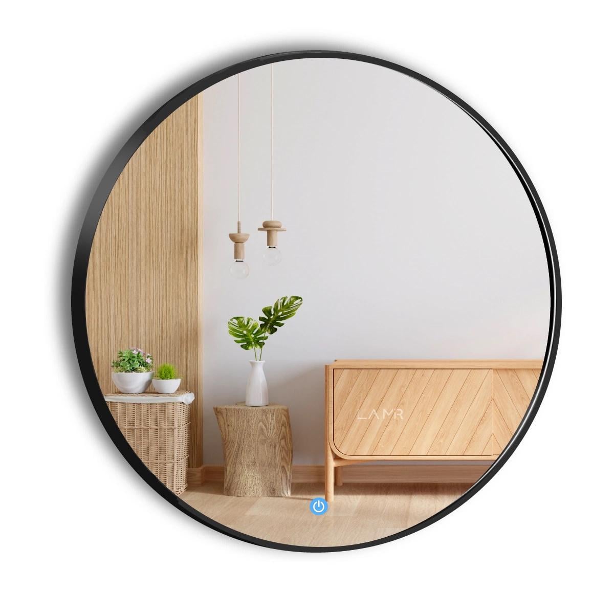 Дзеркало з LED підсвічуванням стіни кругле La Mir модель Adeo у чорній рамі ПВХ із сенсором торкання 60х60 см (26216786060-frame)