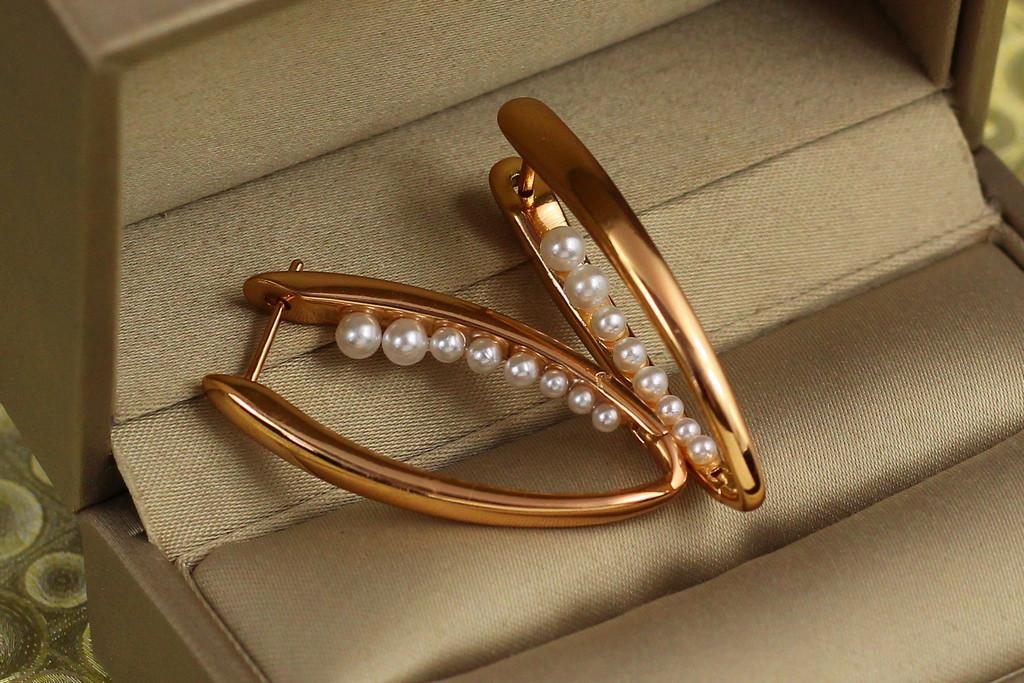 Серьги Xuping Jewelry стрелки с мелкими жемчужинами 3,5 см Золотистый (2232858358)
