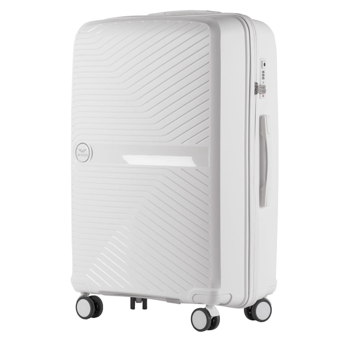 Чемодан L полипропилен Wings Lapwing DQ181-04 на 4 колесах 76х49х28 см 96 л Белый