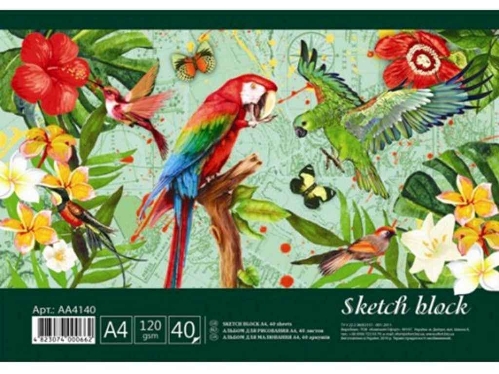 Альбом для малювання Графіка 16 арк. скоба 120 г/м A4 АА4216 Тропіки (543304)