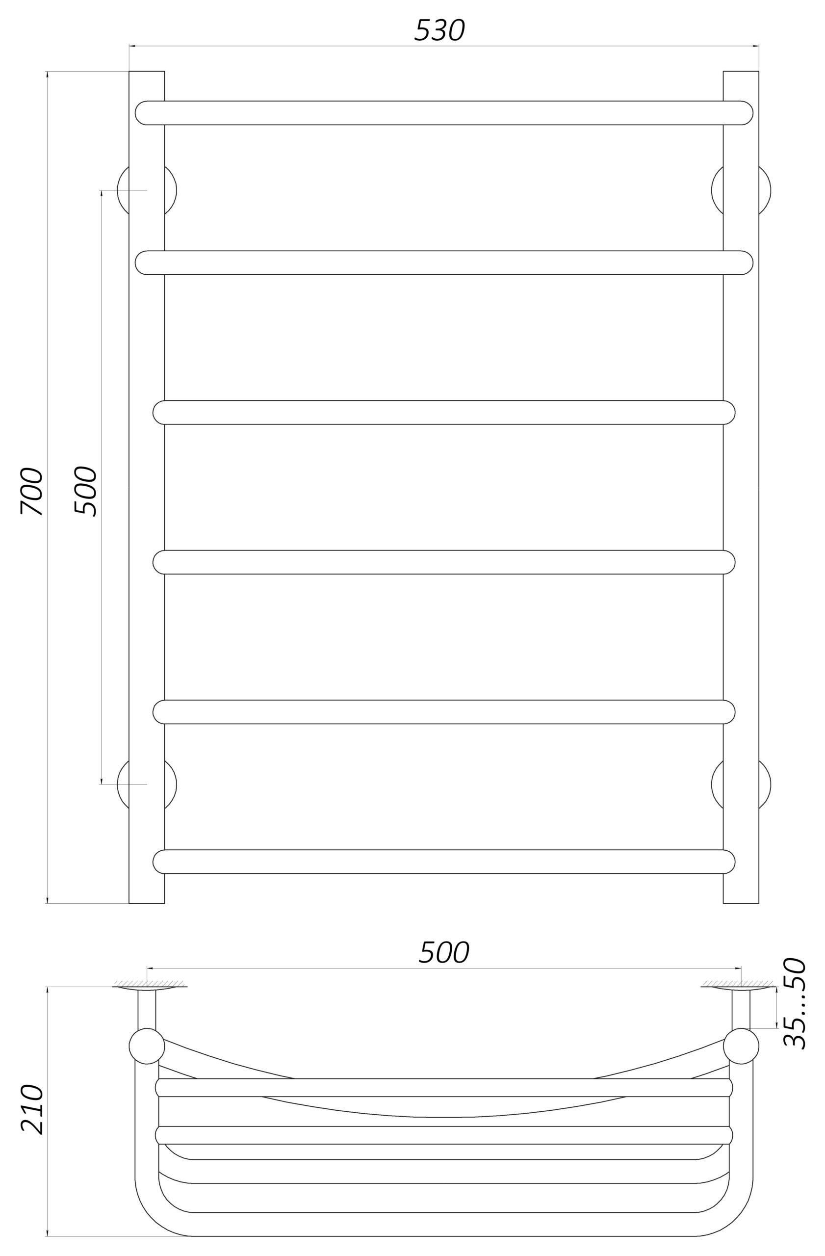 Полотенцесушитель UNIO Op W 700-500-6 Оливия (20859gser) - фото 4