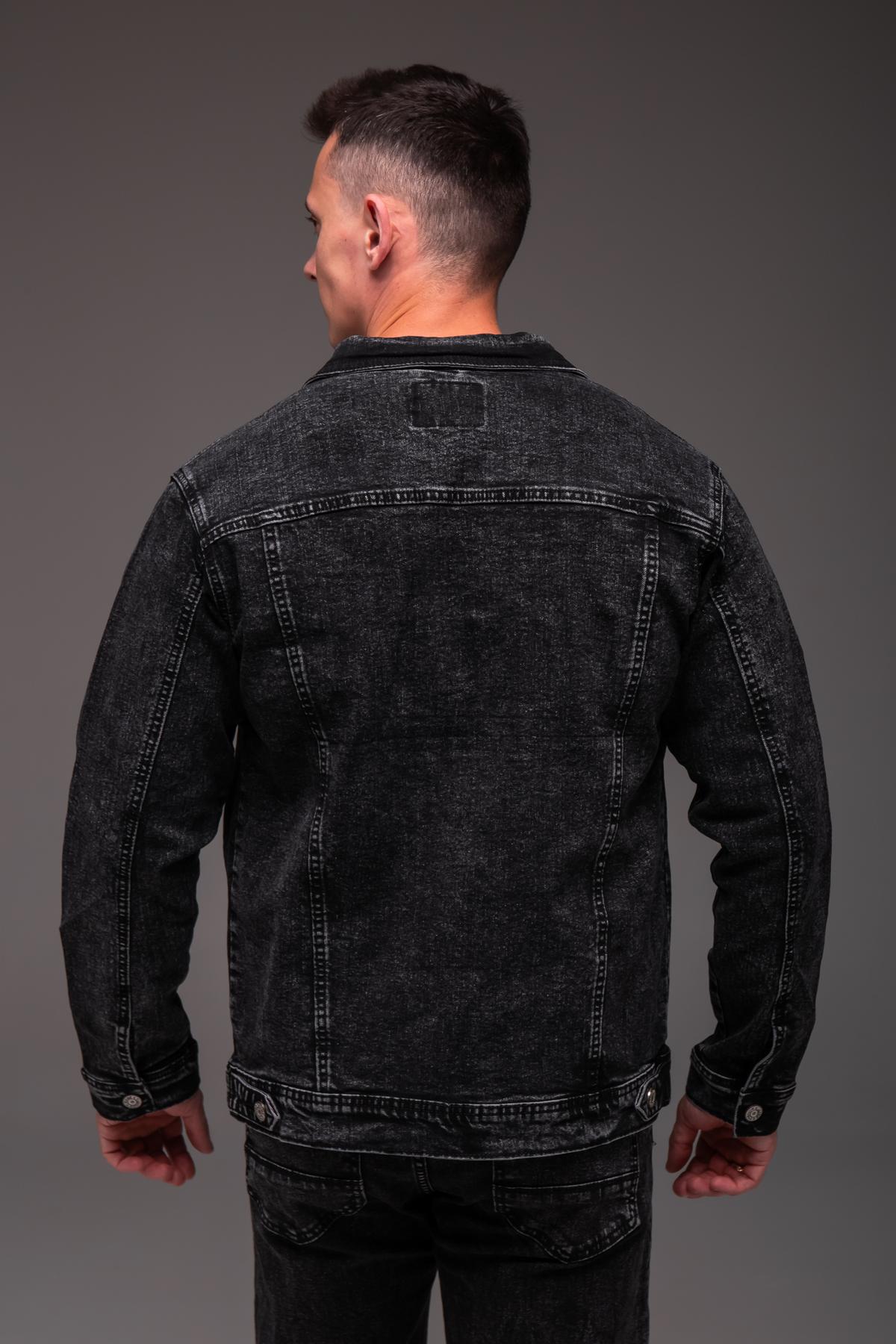 Куртка джинсовая мужская весенне-осенняя 5XL Темно-серый (2405/5) - фото 7