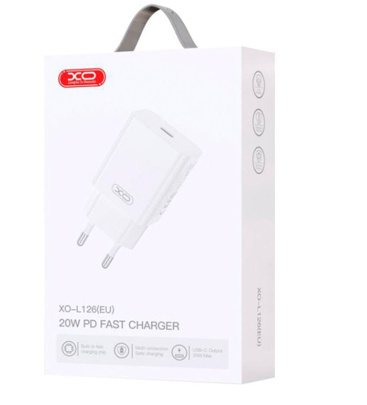 Зарядное устройство для XO L126 1USB-C PD/QC 20W Белый Зарядное устройство для XO L126 1USB-C PD/QC 20W Белый