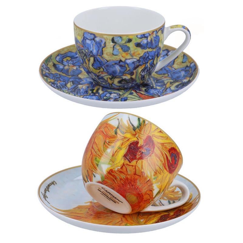 Набор чайный Carmani Подсолнухи Ирисы 2 чашки с блюдцами h 8 см 250 мл (830-7120)
