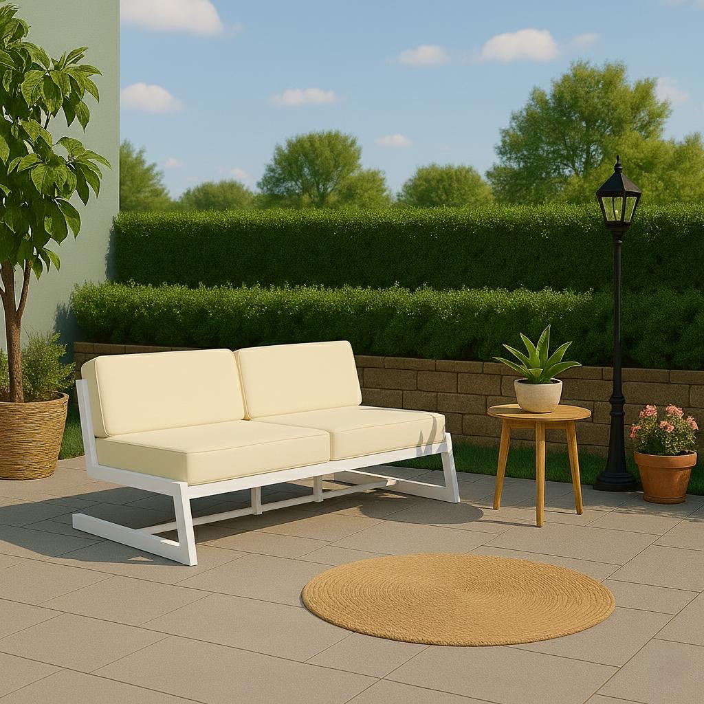 Диван металевий AVVS tech Атлас вуличний лофт рогожка 126 см Бежевий/Білий (30222917) - фото 4