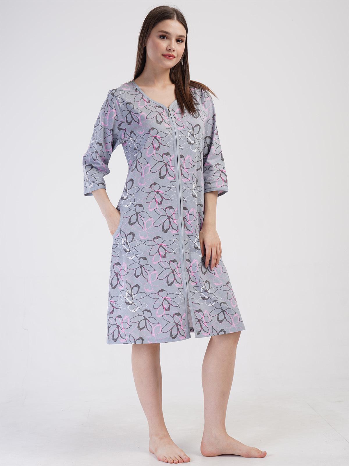 Халат хлопковый на молнии рукав 3/4 батальный - фото 5