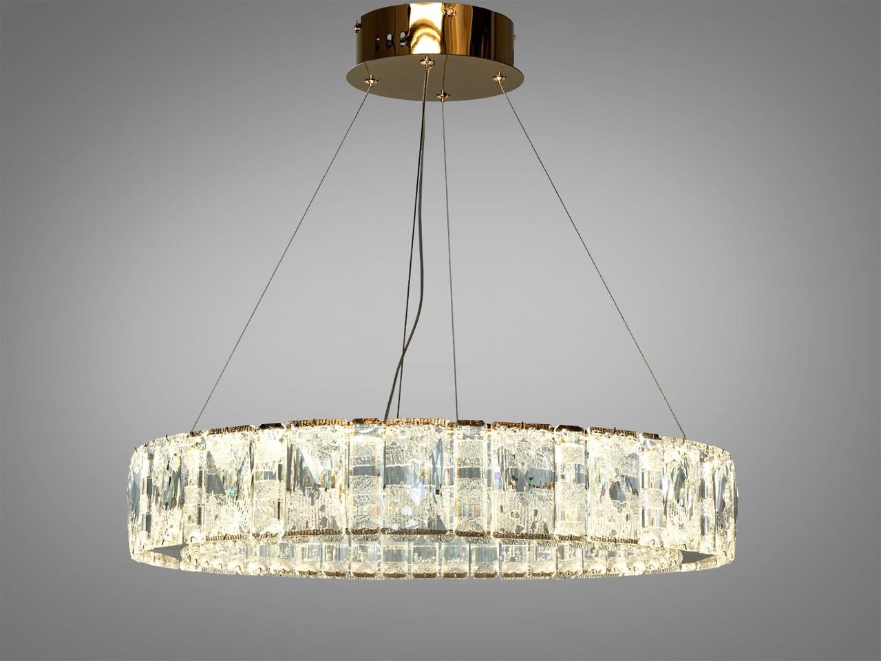Люстра светодиодная подвесная для гостиной Diasha 585/600G с хрусталем 68 Вт Золотой (3034921526)