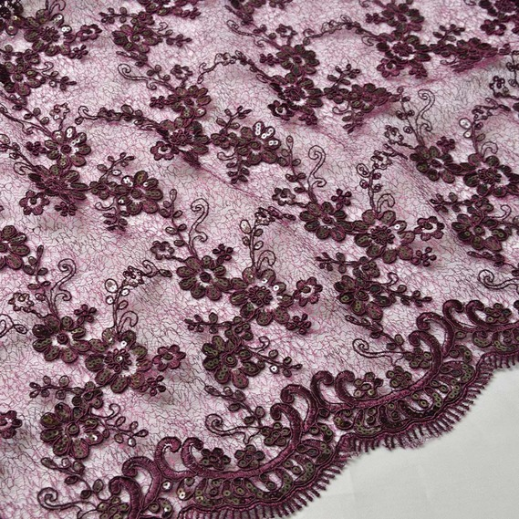 Ткань гипюр IDEIA Галатея 1,3 м Баклажановый (2200004116587)