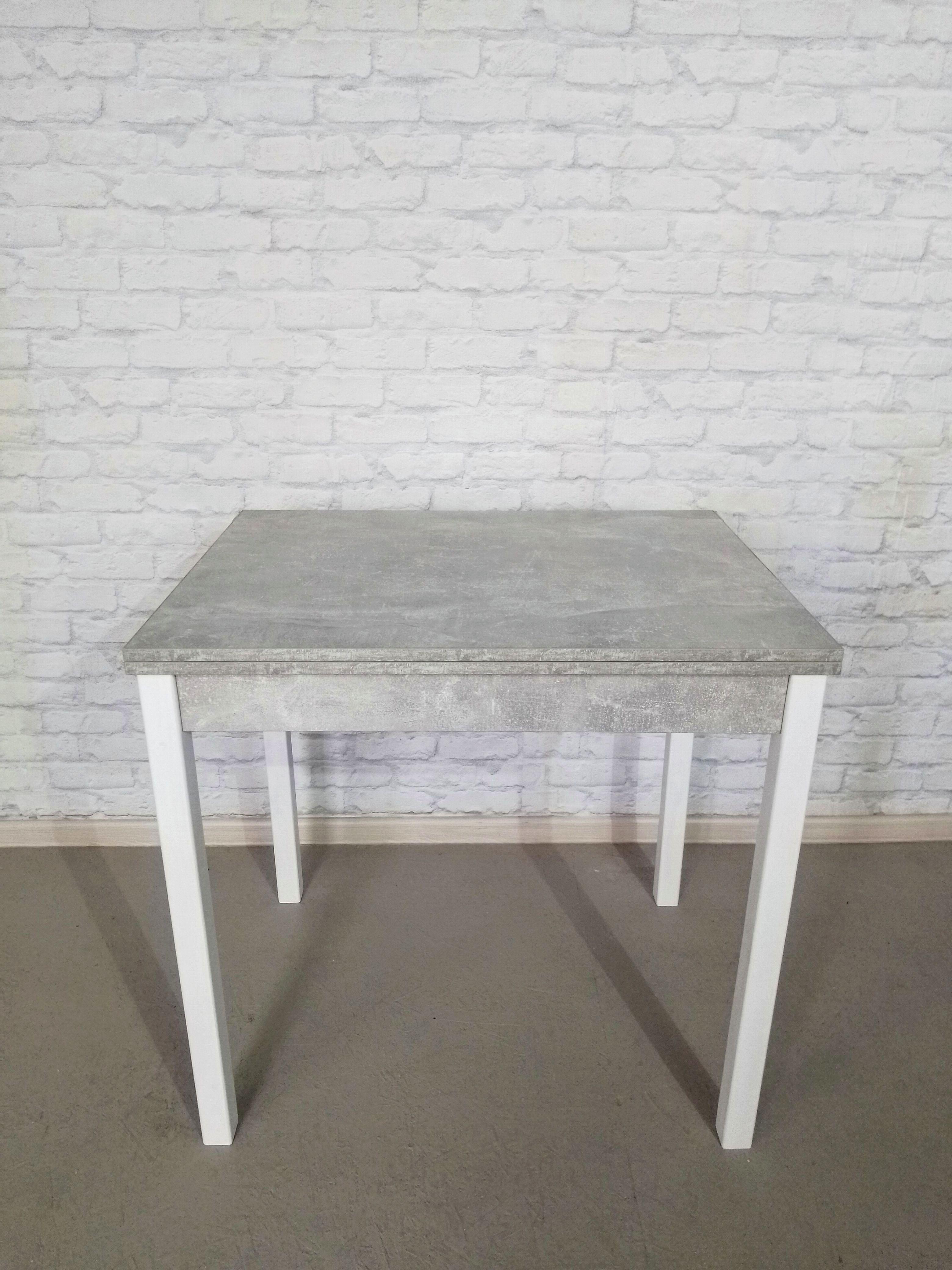 Обеденный стол Вента раскладной ножки деревянные 80х60х75 см Бетон/Белый (0007) - фото 2 Обеденный стол Вента раскладной ножки деревянные 80х60х75 см Бетон/Белый (0007) - фото 2