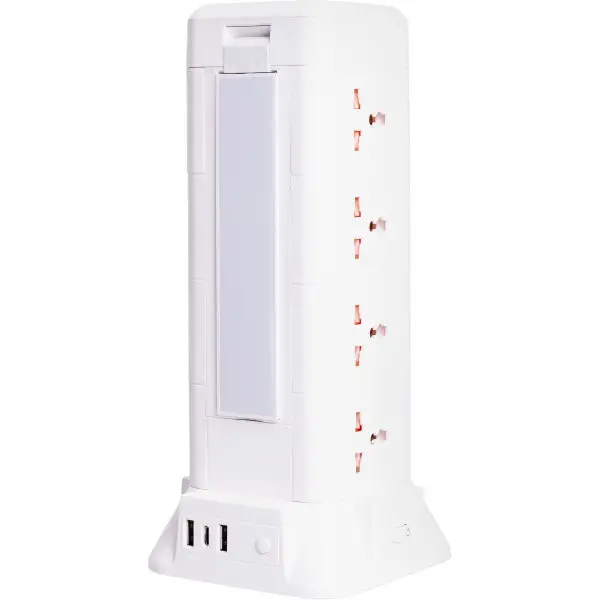 Фильтр-удлинитель сетевой TOWER 12 розеток LED-лампа 3USB + 1PD 4,8 м Белый (HP-5-11MF)