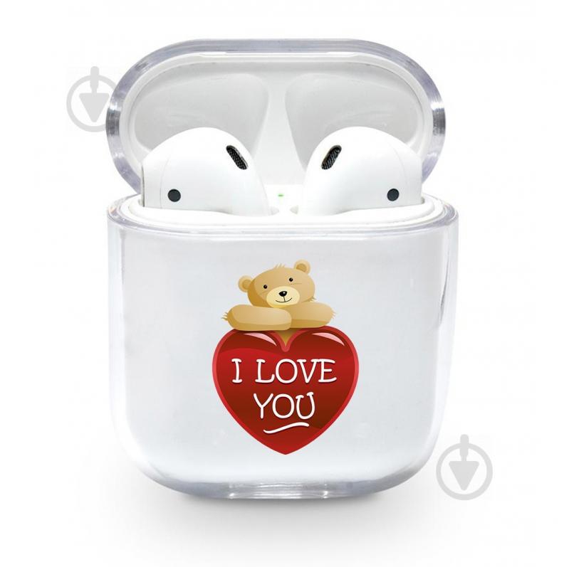 Прозрачный силиконовый чехол Apple AirPods с рисунком - I love you (KAP1180)
