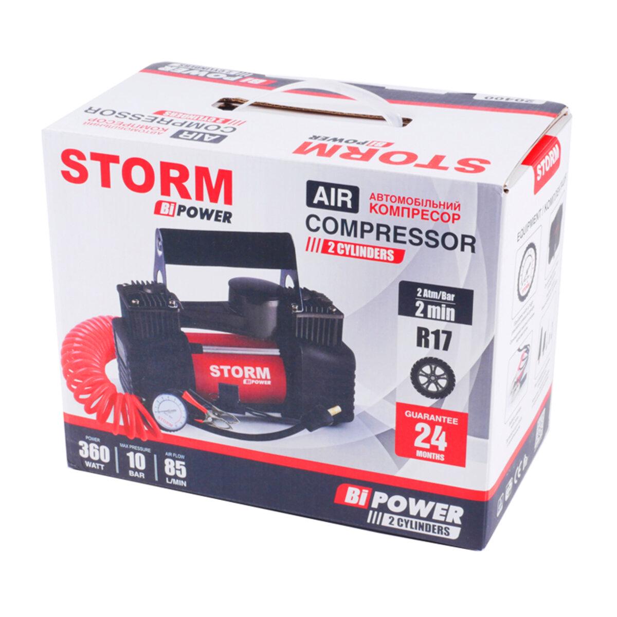 Компресор автомобільний STORM Bi-Power10 двоциліндровий Атм 85 л/хв 360 Вт (20400) - фото 7