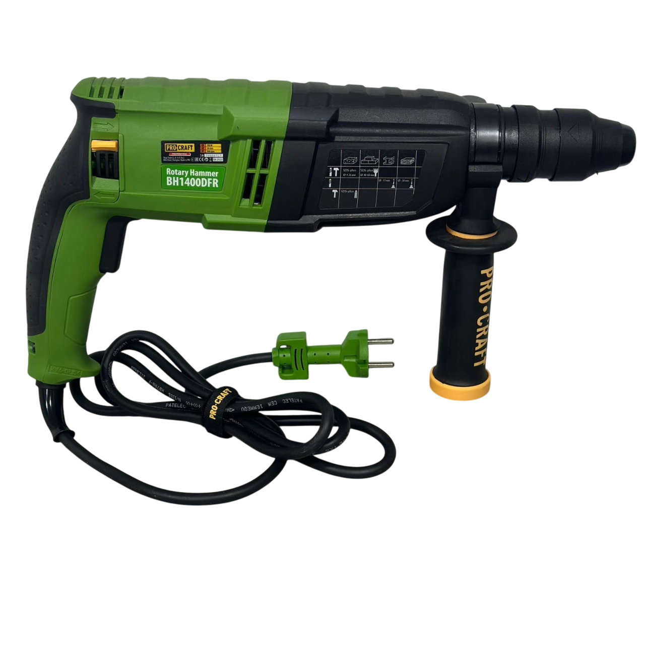 Перфоратор електричний ProCraft BH-1400 DFR 3,0 Дж прямий SDS Plus змінний патрон (014002) - фото 2 Перфоратор електричний ProCraft BH-1400 DFR 3,0 Дж прямий SDS Plus змінний патрон (014002) - фото 2