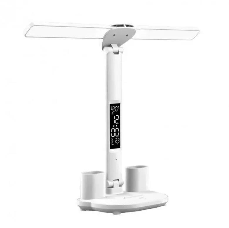 Лампа настільна з годинником та акумулятором 877 LED Білий (17016)