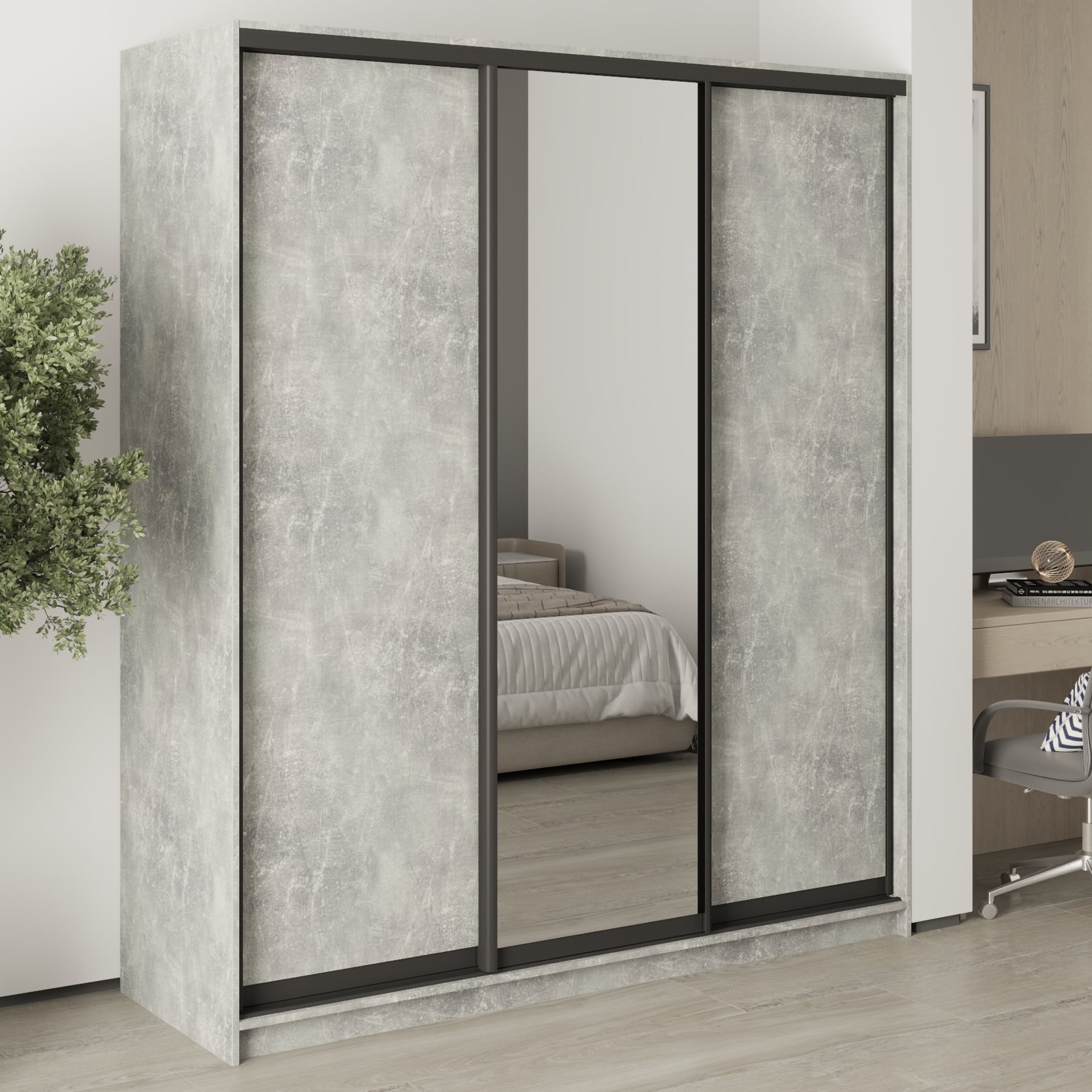 Шкаф-купе трехдверный Mebel Star Стандарт BG MBS-8376 180х45х210 см Бетон (1007787) Шкаф-купе трехдверный Mebel Star Стандарт BG MBS-8376 180х45х210 см Бетон (1007787)
