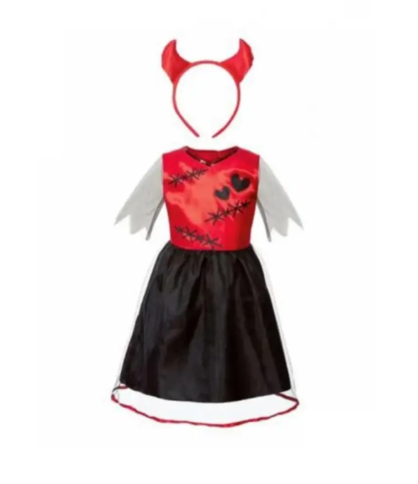 Костюм на Хэллоуин для девочки с обручем М Черно-красный (523522-М)