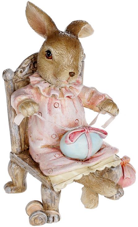 Декоративная статуэтка Пасхальный Кролик 8х7,5х10,5 см полистоун Розовый (BD-707-558)
