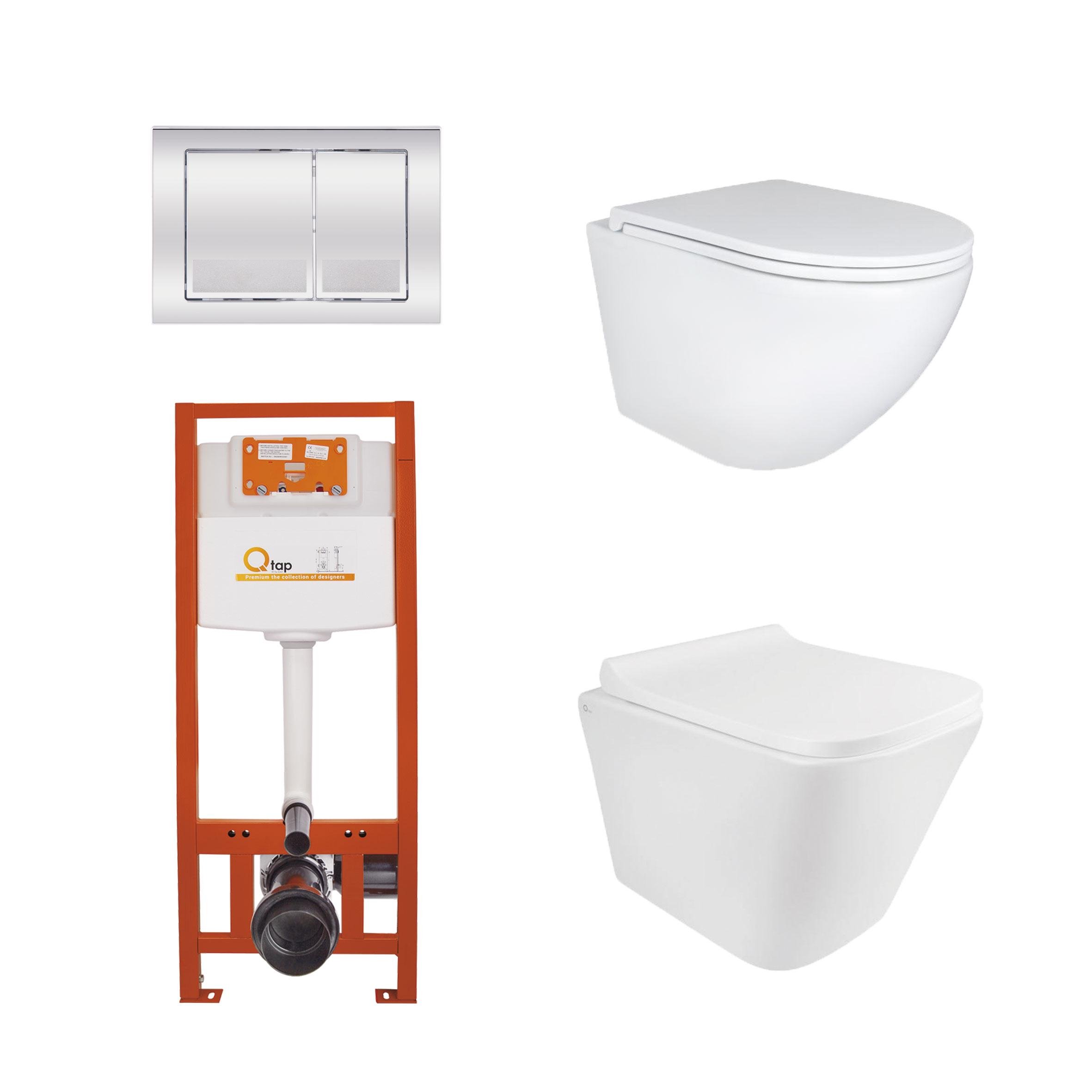 Комплект інсталяції Q-tap Nest/Tern/Robin QT1733052EUQW45171 з унітазом кнопка Хром (176937)