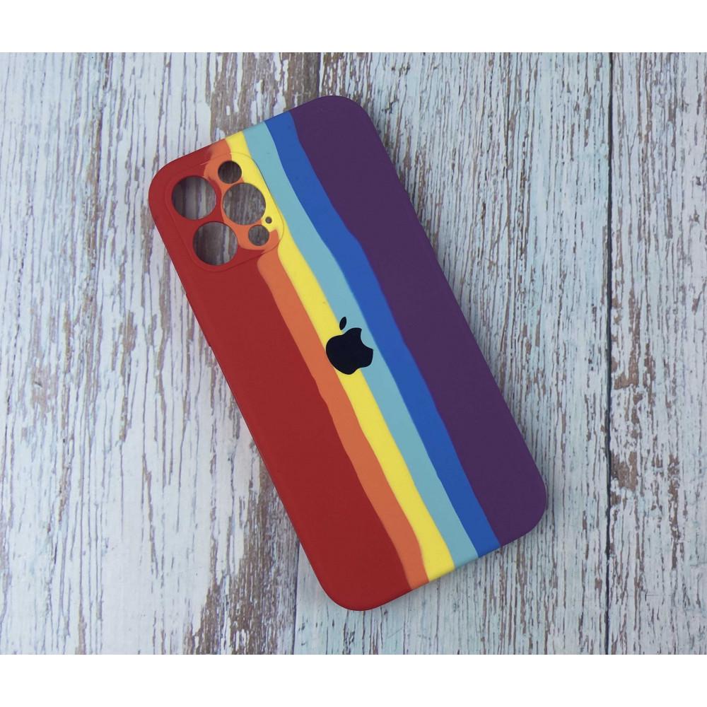 Радужный Чехол Накладка С Закрытой Камерой Rainbow Silicone Case для iPhone Xs Max Цвет №6 - фото 1