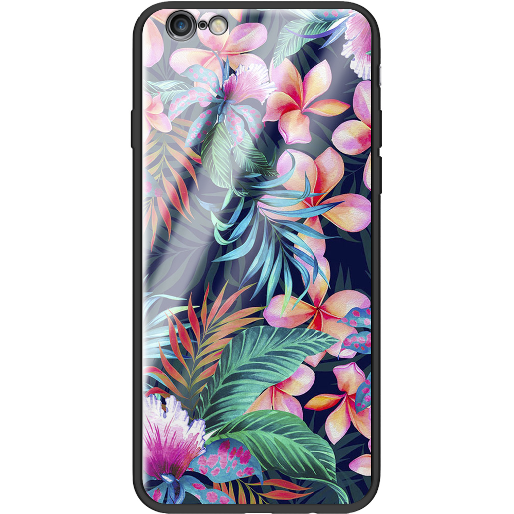 Чехол Boxface iPhone 6 flowers in the tropics Чорний силікон зі склом (24523-up1971-37731)