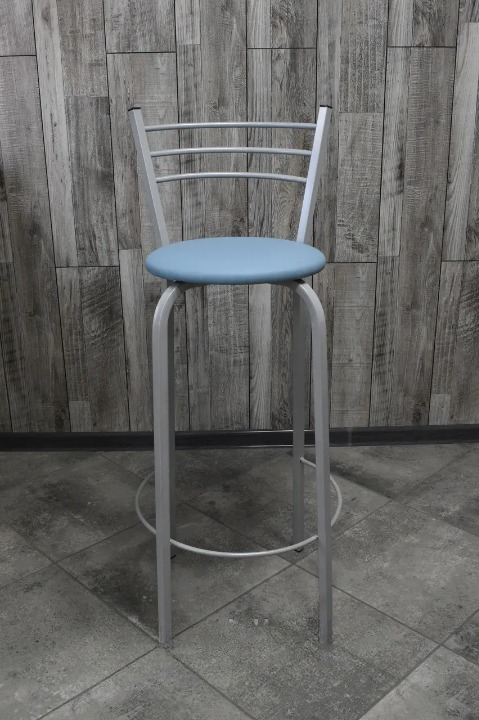 Барний стілець металевий 35х107 см Блакитний/Сірий (28374037)