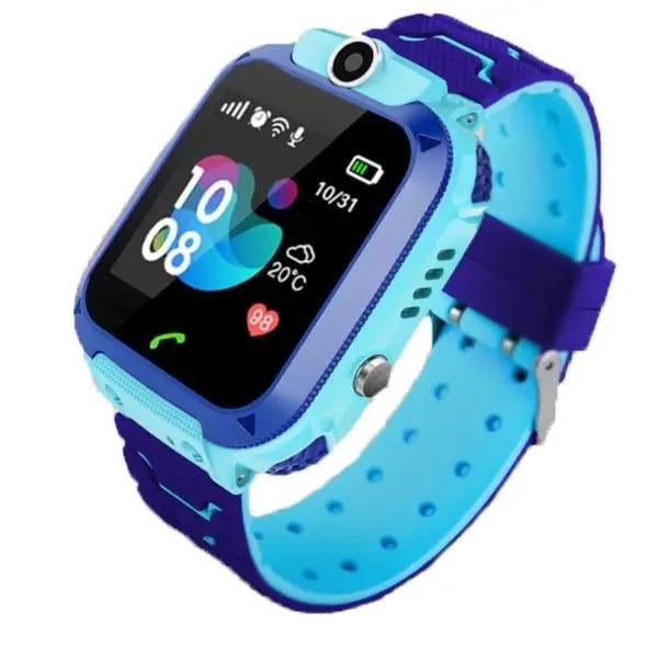 Годинник-телефон дитячі Smart Watch Q12 з GPS-трекером/SIM-картою/кнопкою SOS/камерою/вологозахистом Синій