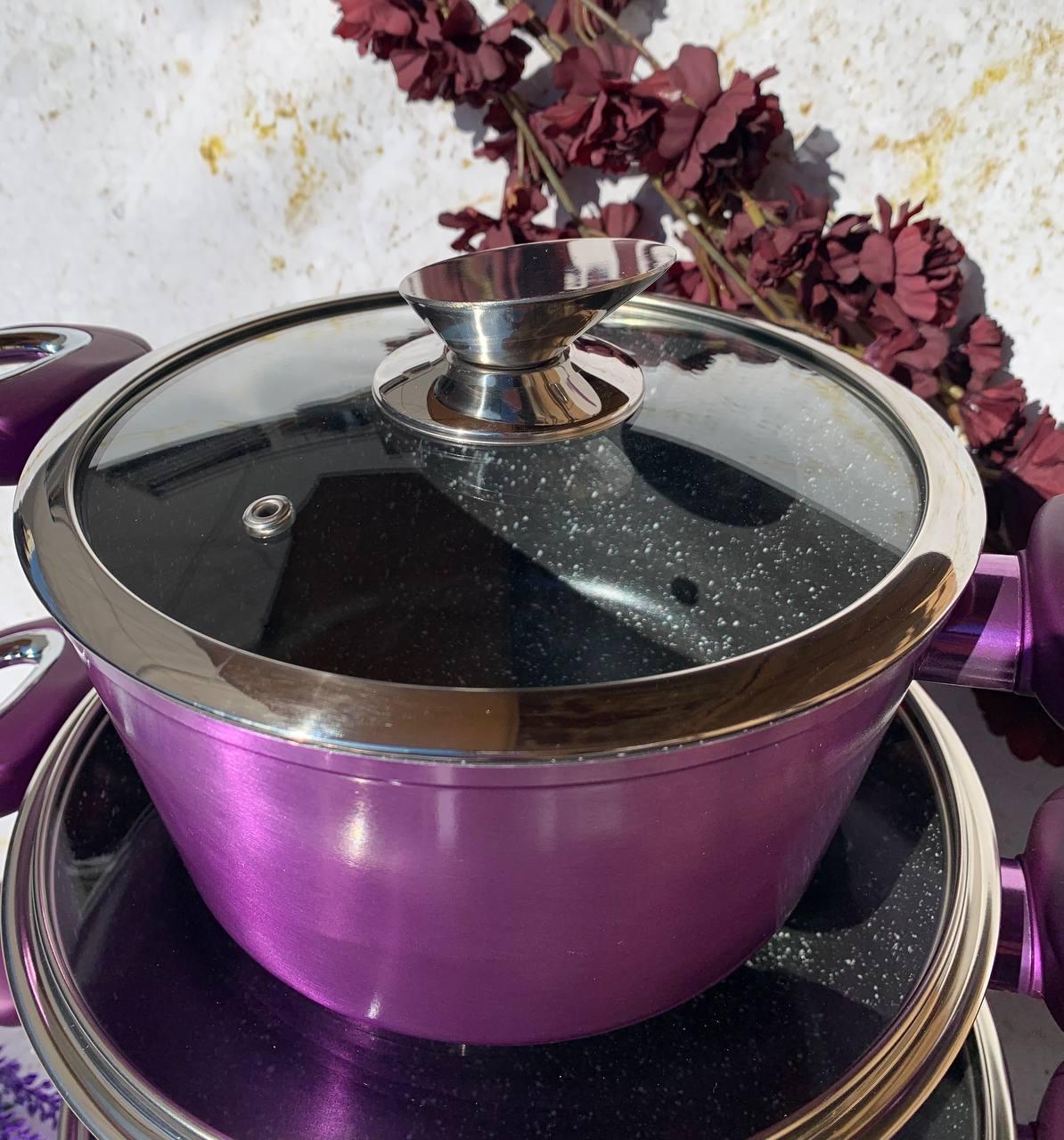 Набор кастрюль для индукционных плит с мраморным покрытием Edenberg EB-5627 15 пр. - фото 6