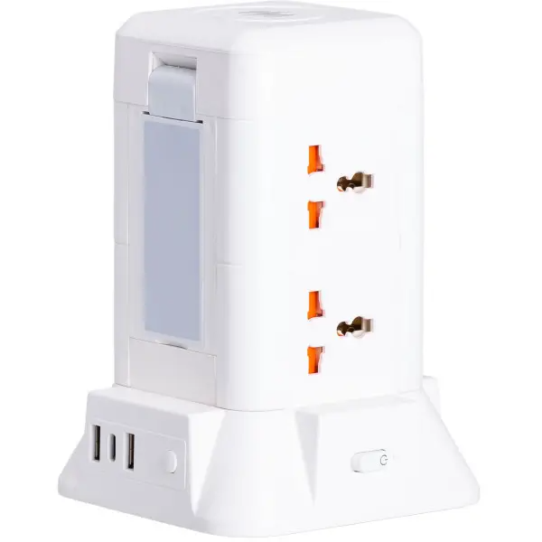 Фильтр-удлинитель сетевой TOWER 6 розеток LED-лампа 3USB + 1PD 2,8 м Белый (HP-5-1)