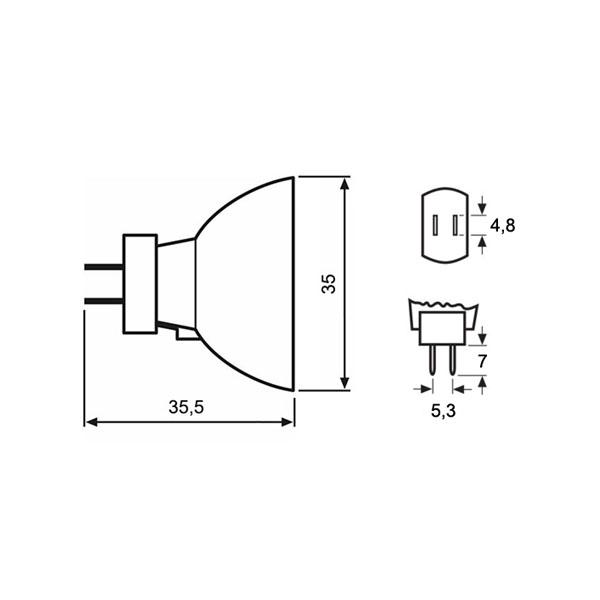 Лампа галогенна Osram 64624 100 W 12 V G5.3 з плоскими контактами - фото 4