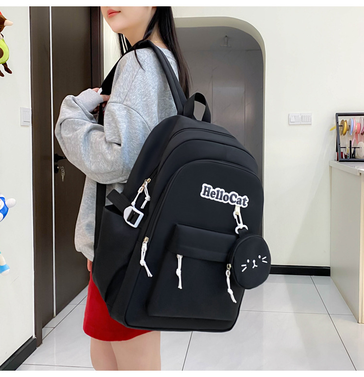 Школьный рюкзак для девочки Hello Cat 5в1 5-11 класс Черный (27668049) - фото 4