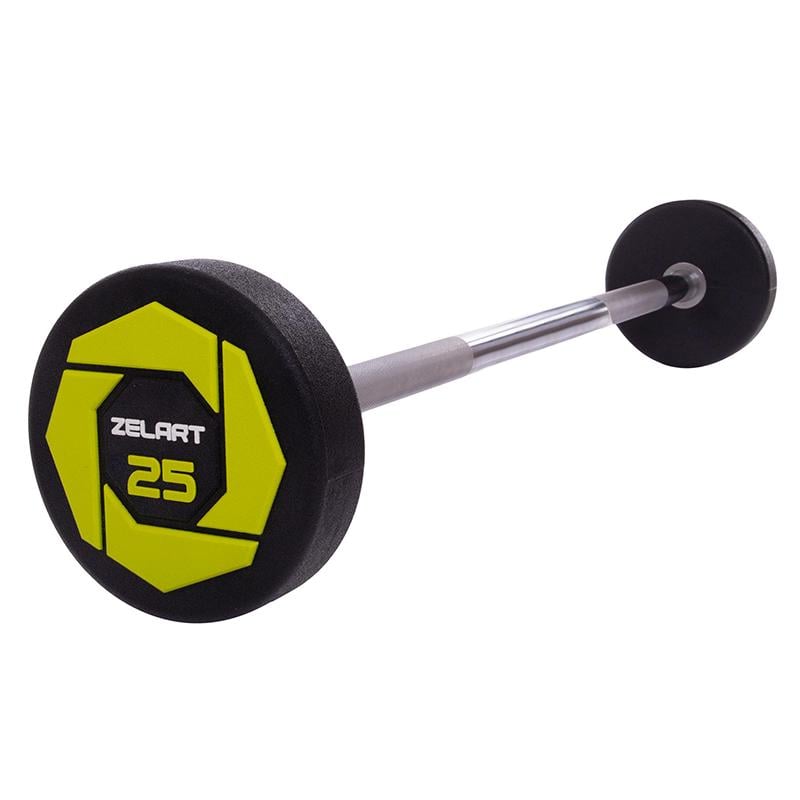 Штанга фиксированная прямая Urethane Barbell Zelart TA-2689 25 кг Зелено-черный (58363124)